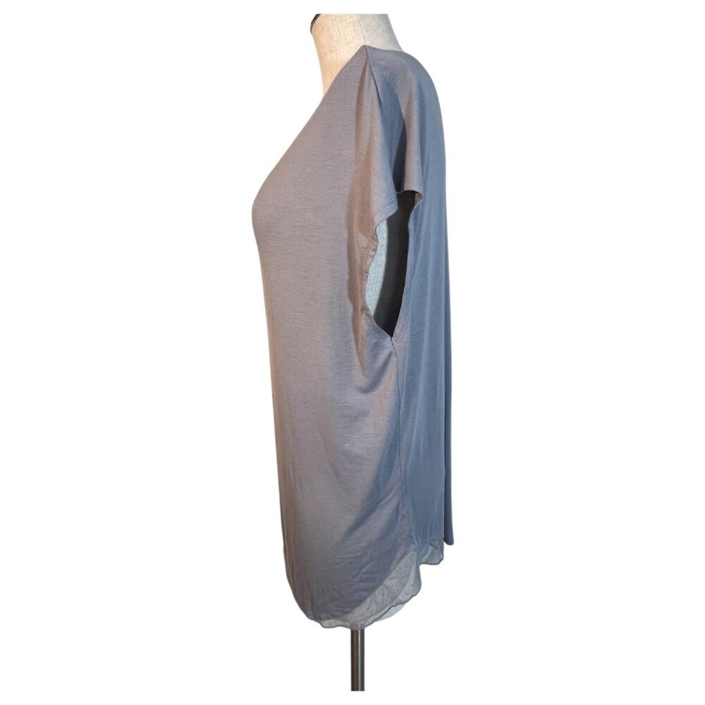 Victorias Secret Gray Sheer Polka V Neck Top Womens M Polka Dot Lace Trim - Picture 7 of 7